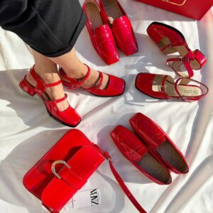 ست کیف و کفش مجلسی قرمز